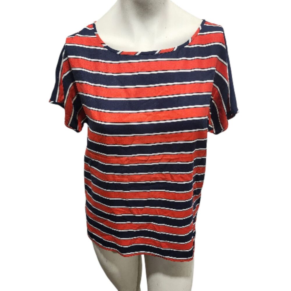 J Crew Gondola Striped Short Sleeve Top Womens Sz 6 Silk Nautical Beachy Summer